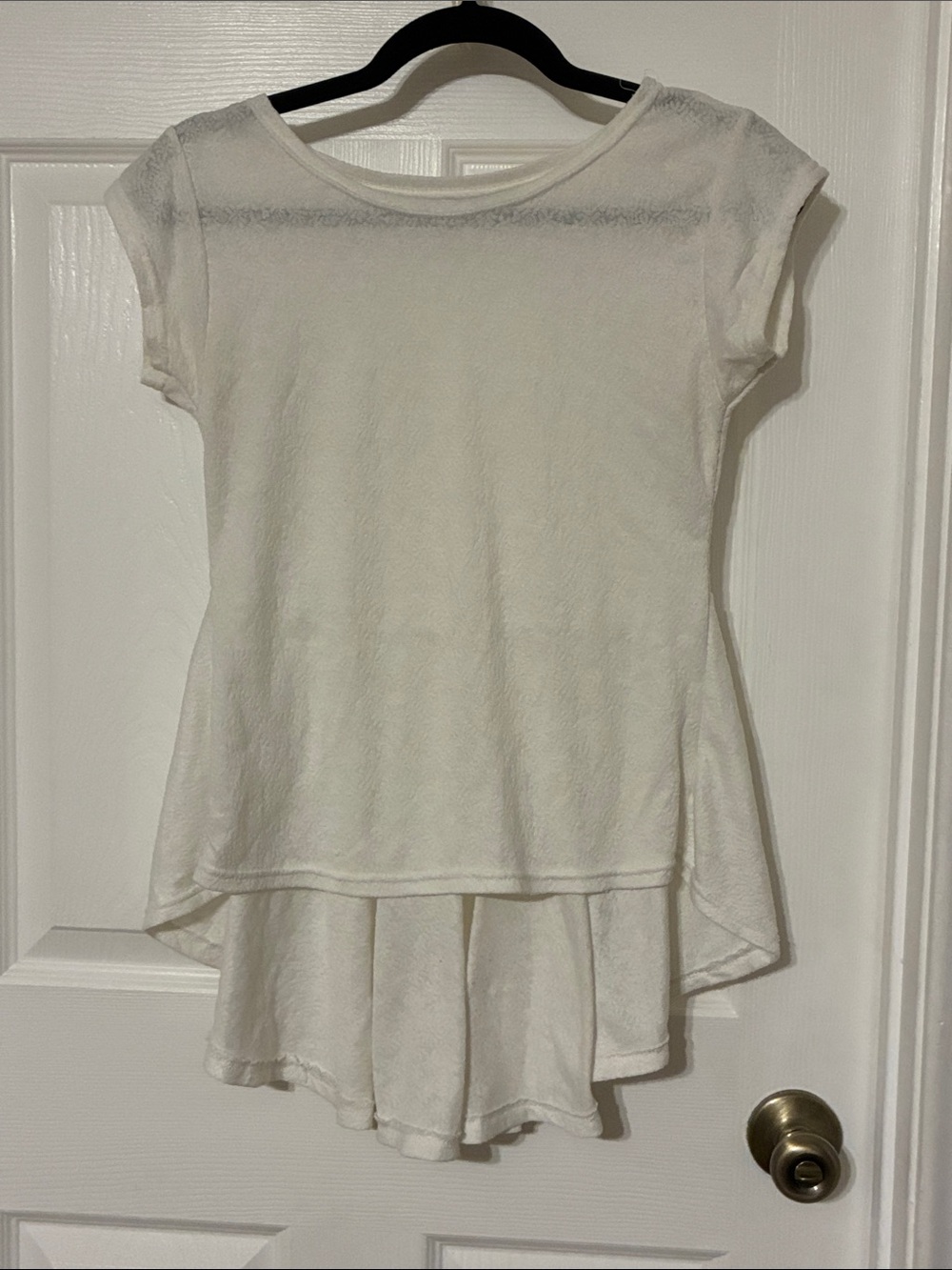 Girls White High-Low Short Sleeve Top